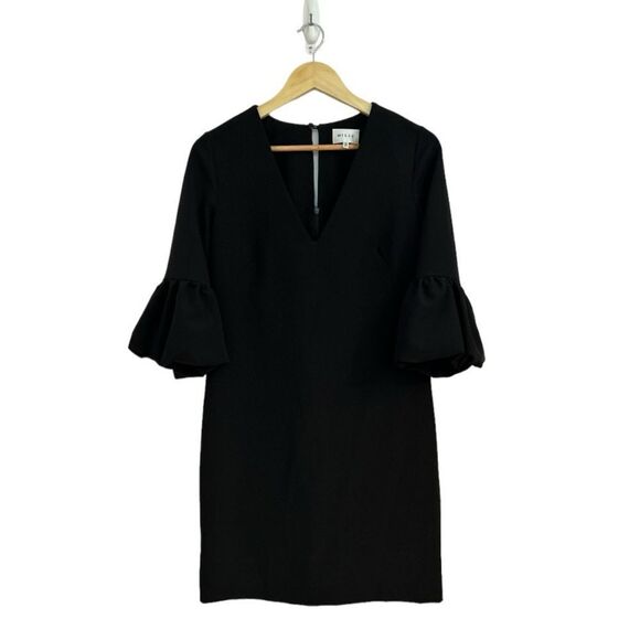 Milly Classic Black Puff Sleeve Mandy Shift Dress, Size 4 - Picture 1 of 7